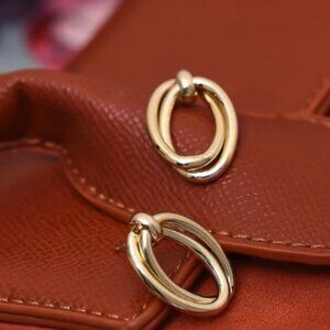 💛18K gold round double earrings